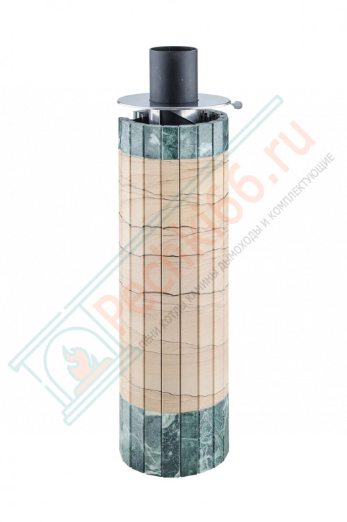 Дымоход с регистром Окаменевшее дерево перенесённый рисунок + Змеевик, d-115, L=1000 мм (Feringer)