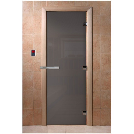 Стеклянная дверь для бани графит 1900х700 (DoorWood)