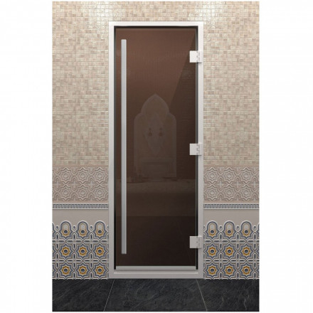 Стеклянная дверь DoorWood «Хамам Престиж Бронза» 210х70 см