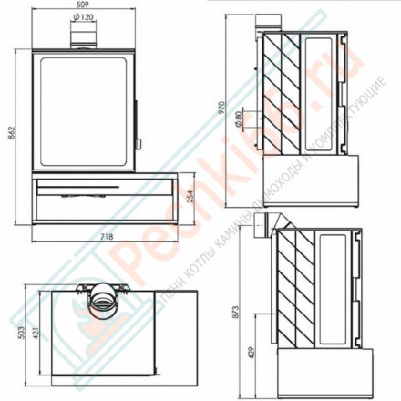 Чугунная печь-камин Eco Minimal 35 (Plamen)