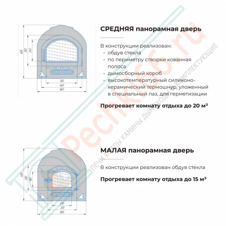 Банная печь Горыныч Мини З/К, двойная каменка закрытая, со стеклом (ТермоСфера)