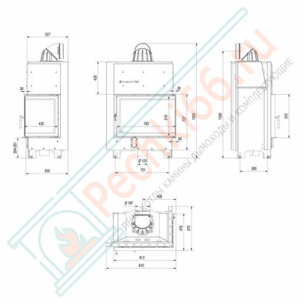 Стальная топка MBA/P/BS/SG, гнутое стекло (Kratki)