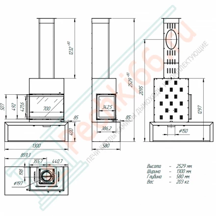 Камин МАДРИД на дровнике Гигант справа черный шамот подовый (ЭкоКамин) до 160 м3