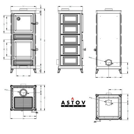 Печь-камин Майолика с духовкой, белая (Астов)
