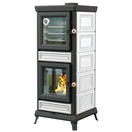 Печь-камин Майолика с духовкой, белая (Астов)