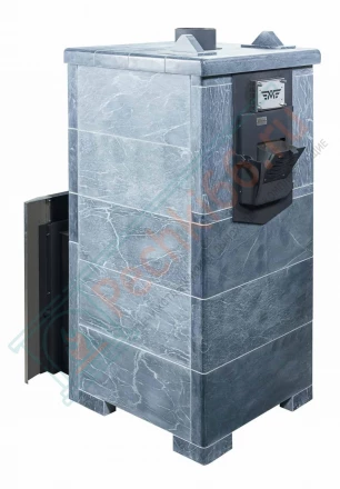 Газовая банная печь № 06-ГТ 40 в облицовке из талькохлорита (Тройка) до 24 м3