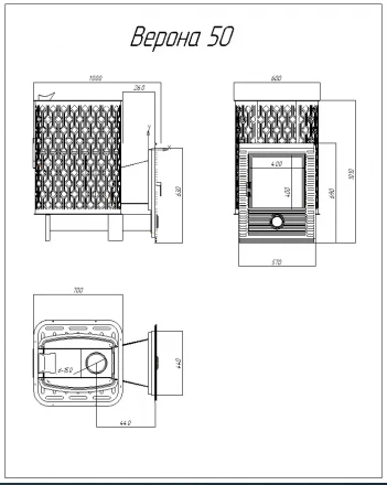 Печь для бани Verona 50, З/К (Black Stove)