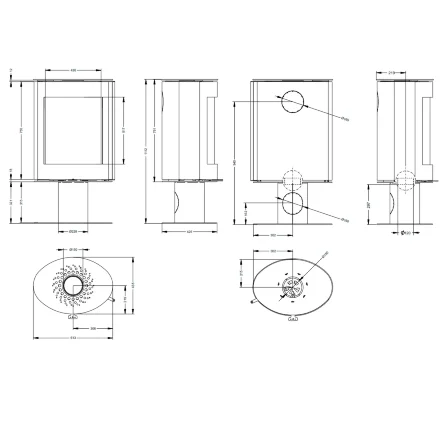 Печь-камин овал плюс, крышка и основание ноги из камня (Астов)