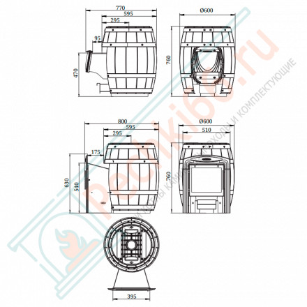 Чугунная банная печь Вариата Cast Витра Баррель, палисандр (T.M.F)