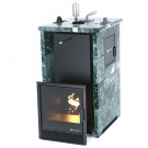 Печь для бани Сочи-M2 в трёхстороннем кожухе из змеевика (ИзиСтим)