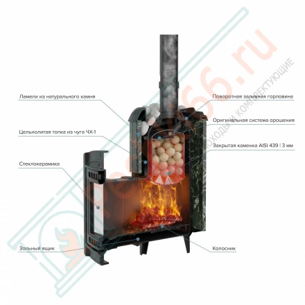 Банная печь Атмосфера L, в ламелях змеевик NEW (ProMetall)