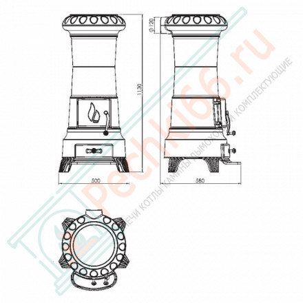 Чугунная печь Julia, черная эмаль (Plamen)