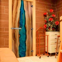 Дверь стеклянная для бани с фотопечатью (СЛЭБ-06) (DoorWood)