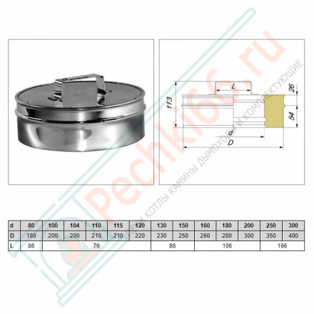 Ревизия V50R с изол (AISI-310S/0,8-AISI-304/0,5) d-150/250 (Вулкан-Cerablanket)