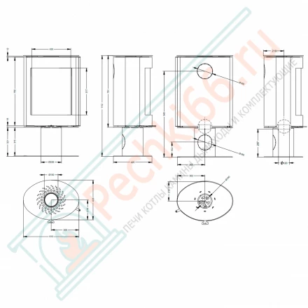 Печь-камин OVAL, крышка из камня (Астов)
