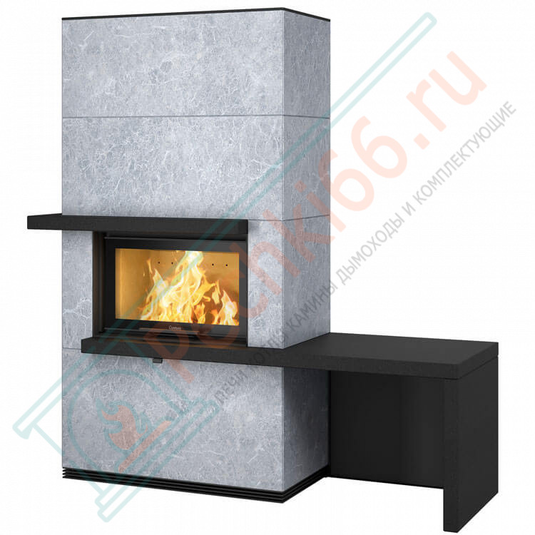 Печь-камин i31T талькомагнезит, скамья и полки черный гранит (Contura)