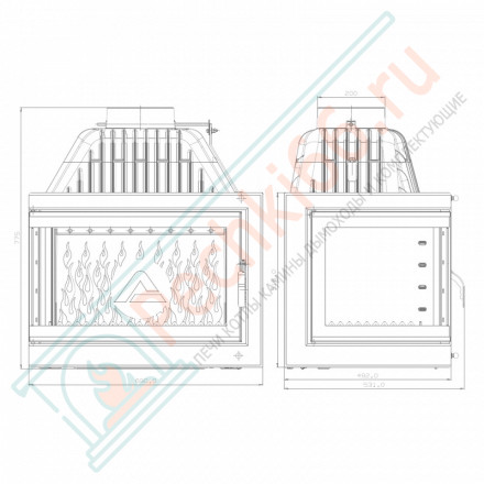 Чугунная топка W17 PB, с правым стеклом 16.1 kW (Kaw-Met)