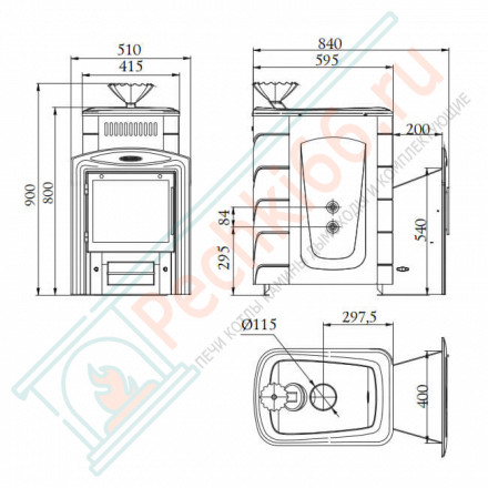 Печь для бани Гейзер 2014 Inox Витра ЗК антрацит (T.M.F) до 18 м3