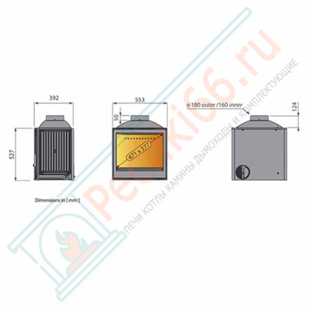 Чугунная топка LCI 5 GF (Liseo Castiron) 14 кВт