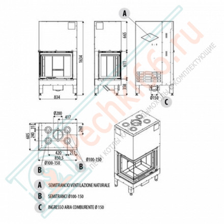Каминная топка Plasma 75 sx Wood, Right (MCZ)