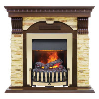 Электрокаминокомплект Dublin угловой - Темный дуб / Сланец с очагом Danville Brass FB2
