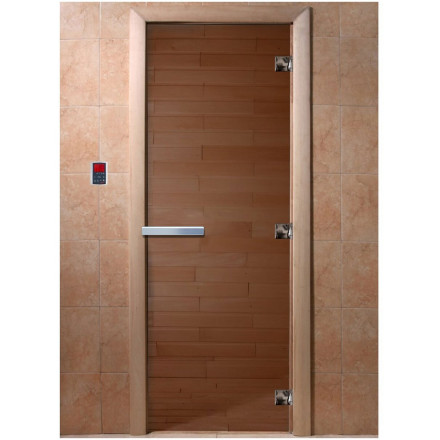 Дверь стеклянная для бани, бронза прозрачная, 2100х800 (DoorWood)
