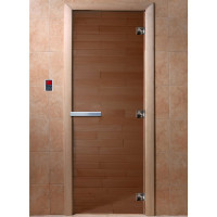 Дверь стеклянная для бани, бронза прозрачная, 2100х900 (DoorWood)