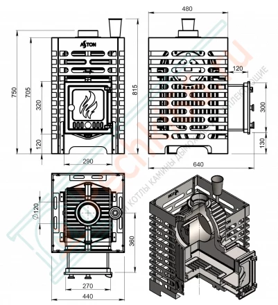 Печь для бани ASTON «Шторм 16» (ДТ-4)