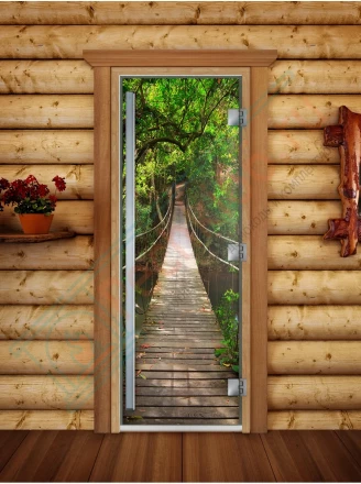 Стеклянная дверь для бани и сауны Престиж фотопечать А083 (DoorWood)