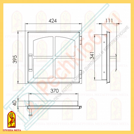 Дверка для камина ДЕ424-1К (Мета)