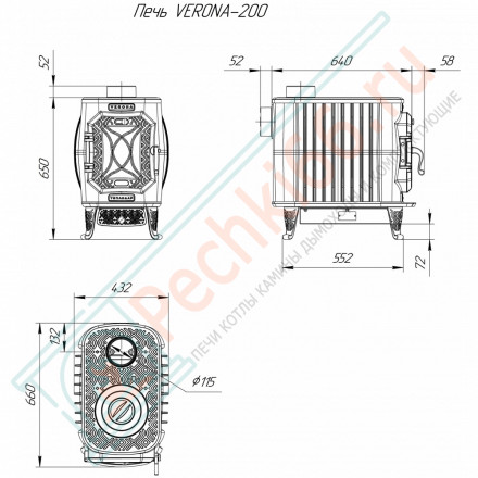 Чугунная отопительная печь "Verona" (Теплодар)