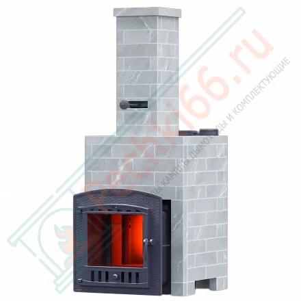 Чугунная банная печь Авангард 30 (П2) в облицовке: Классика Талькохлорит кирпич (ТехноЛит)