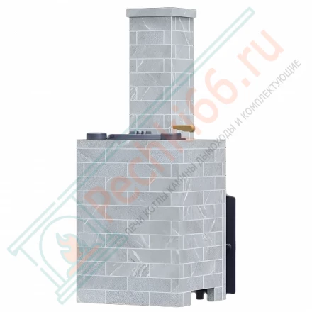 Чугунная банная печь Авангард 30 (П2) в облицовке: Классика Талькохлорит кирпич (ТехноЛит)