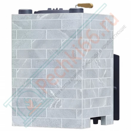 Чугунная банная печь Авангард 30 (П2) в облицовке: Классика Талькохлорит кирпич (ТехноЛит)