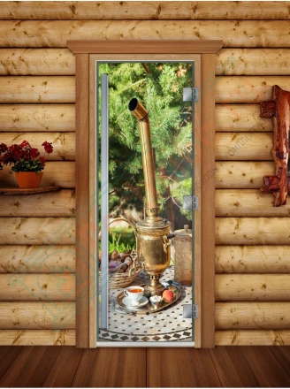 Стеклянная дверь для бани и сауны Престиж фотопечать А078 (DoorWood)