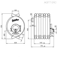 Печь отопительная АОГТ 01 С дверца со стеклом (Везувий) до 200 м3