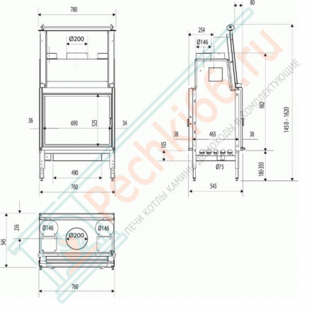 Каминная топка Double Vision DF 583 N (Supra) 10 кВт