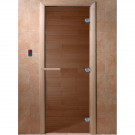 Дверь стеклянная для бани "Теплый день" бронза прозрачная, 2000х800 (DoorWood)