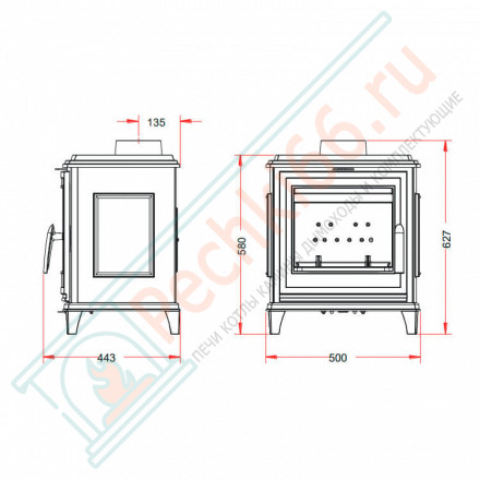 Печь-камин SEDAN S красная эмаль (INVICTA)