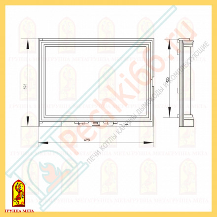 Дверца каминная чугунная Панорама 700 (Мета)