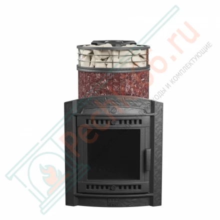 Банная печь Атмосфера L, россо леванто ламель+сетка с тоннелем NEW (ProMetall)