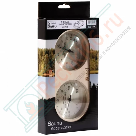 Термогигрометр овальный 222-THА, осина (Sawo)