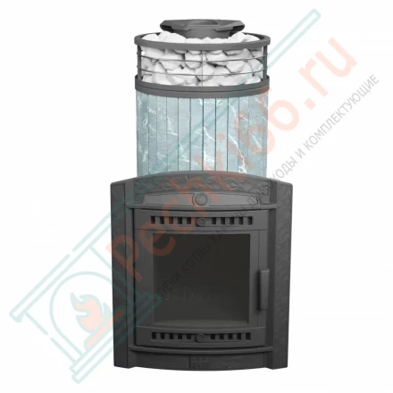 Банная печь Атмосфера XL, талькохлорит ламель+сетка с тоннелем NEW (ProMetall) 26м3