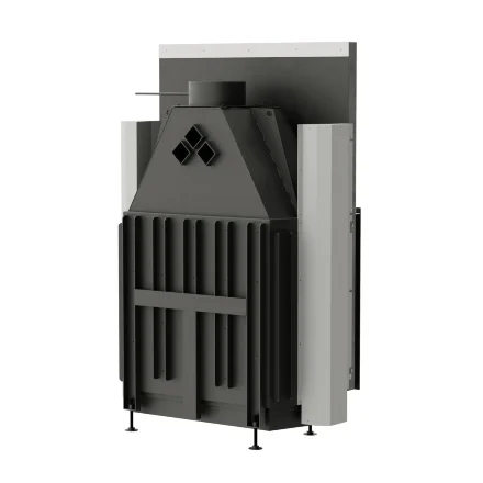 Каминная топка прямая FLAT 100/80h, 3D панели черные (Warmhaus) 12 кВт