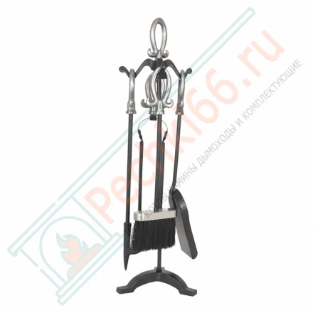 Набор каминный D15016АSК (4 предмета, 64см, античное серебро/черный), на подставке