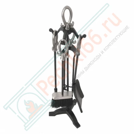 Набор каминный D15016АSК (4 предмета, 64см, античное серебро/черный), на подставке