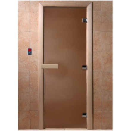 Дверь стеклянная для бани "Теплая ночь" бронза матовая 1900х700 (DoorWood)
