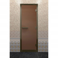 Дверь для хамама в бронзовом профиле, бронза матовая 210x90 (DoorWood)