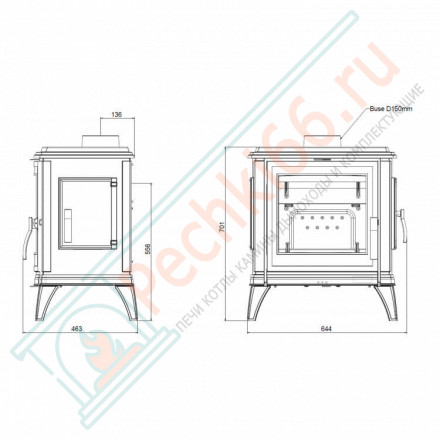 Печь-камин SEDAN M эмаль слоновая кость (INVICTA)