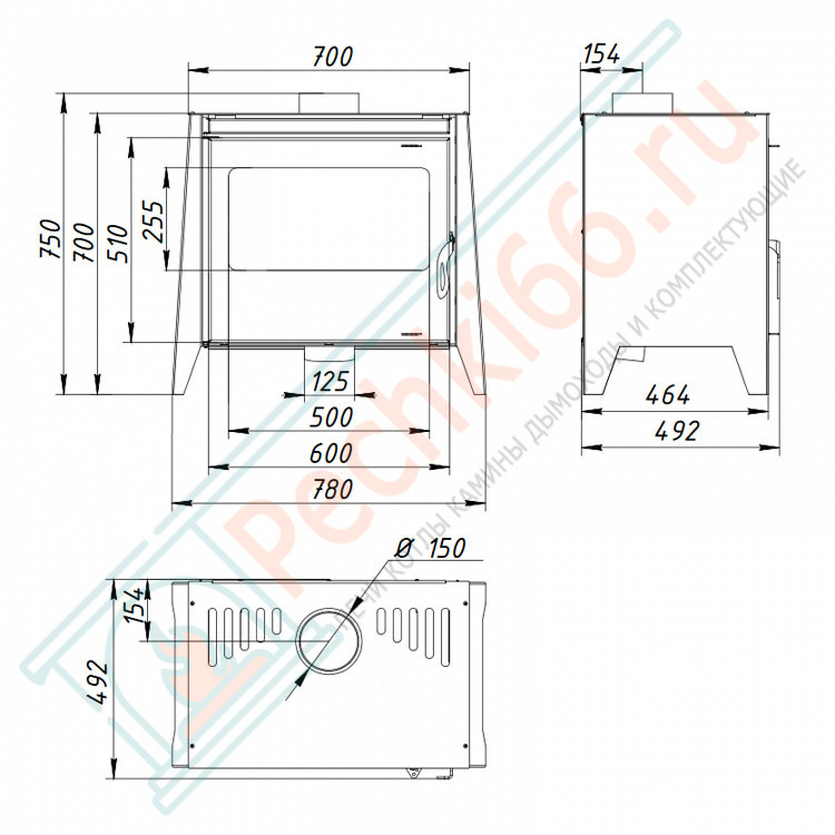 Печь-камин Бавария 12 (ЭкоКамин) до 250 м3